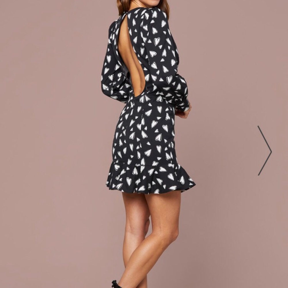 Bebe open back ruffle hem dress